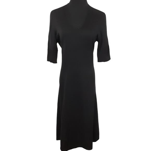 Peruvian Connection Pima Cotton Black Stretch Knit Sweater Midi Dress Womens M - Picture 1 of 14